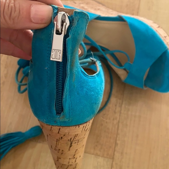 AS IS Ivanka trump suede ankle wrap wedges US 6 - Picture 3 of 7